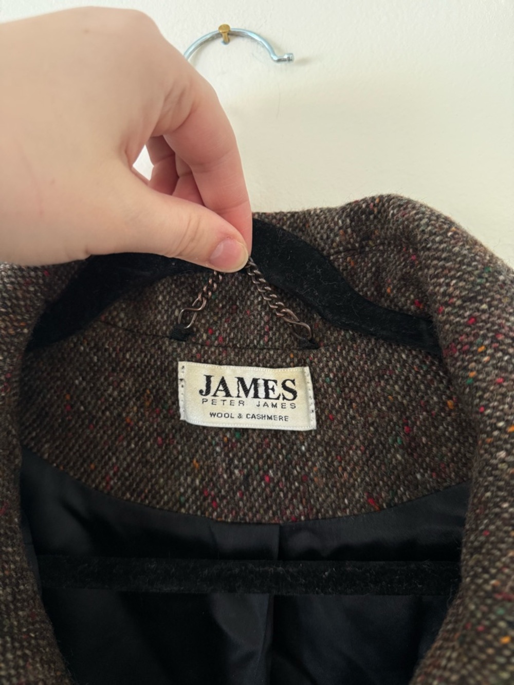 Vintage Peter James Men's XL Brown Wool Cashmere Zip-Up Jacket Sweater Luxury - Picture 3 of 16